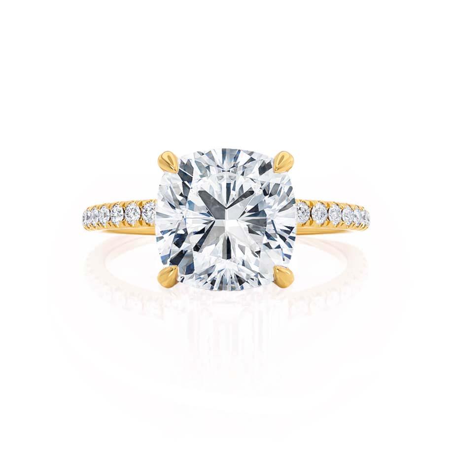 2.50 CT Cushion Lab-Grown Diamond Hidden Halo Engagement Ring