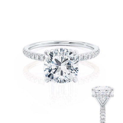 2.50 CT Cushion Lab-Grown Diamond Hidden Halo Engagement Ring 3