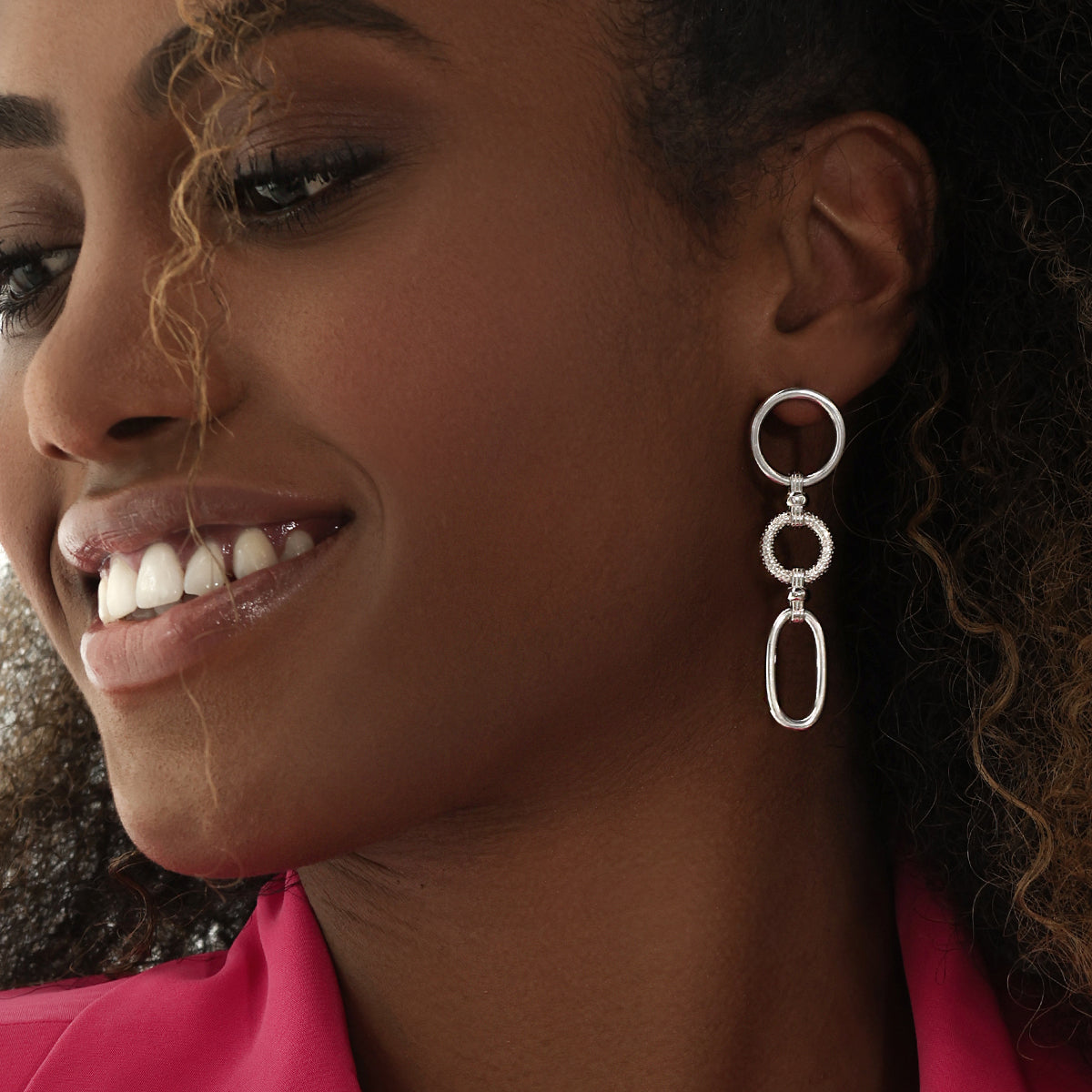 Glamorous Dual-Shaped Drop Earrings in Sleek Silver Finish 2