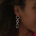 Load image into Gallery viewer, Glamorous Dual-Shaped Drop Earrings in Sleek Silver Finish
