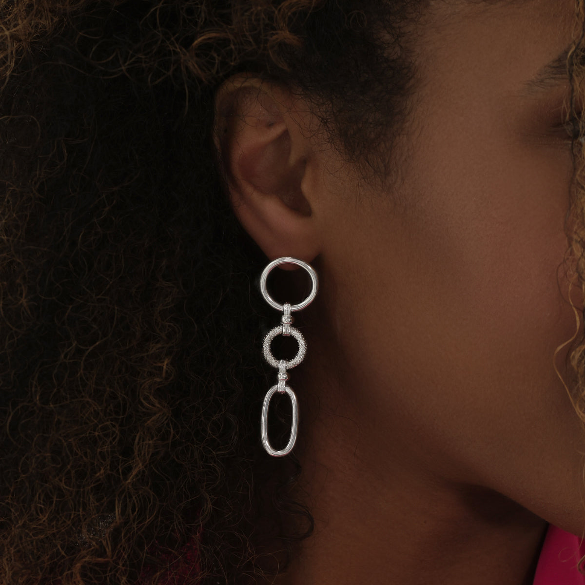 Glamorous Dual-Shaped Drop Earrings in Sleek Silver Finish 3
