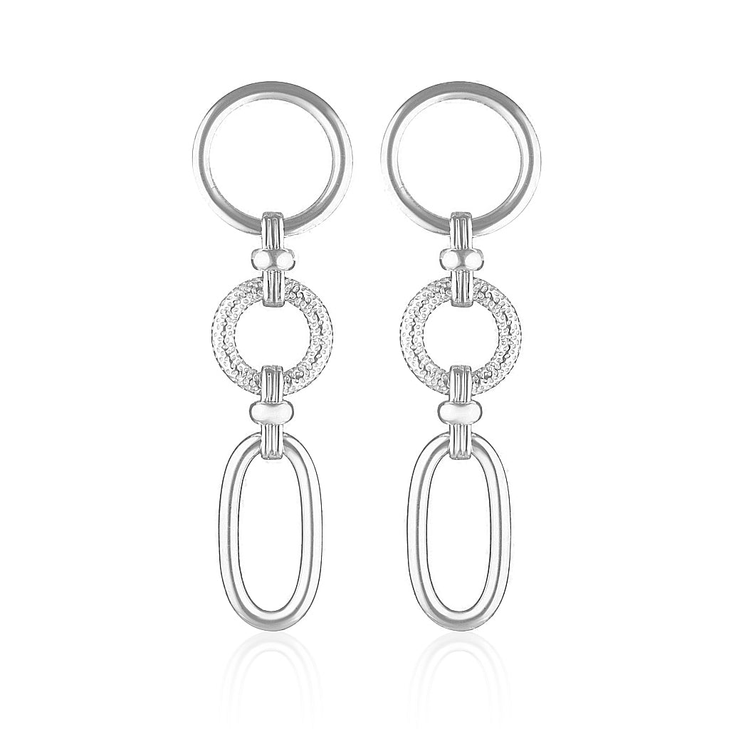 Glamorous Dual-Shaped Drop Earrings in Sleek Silver Finish 1
