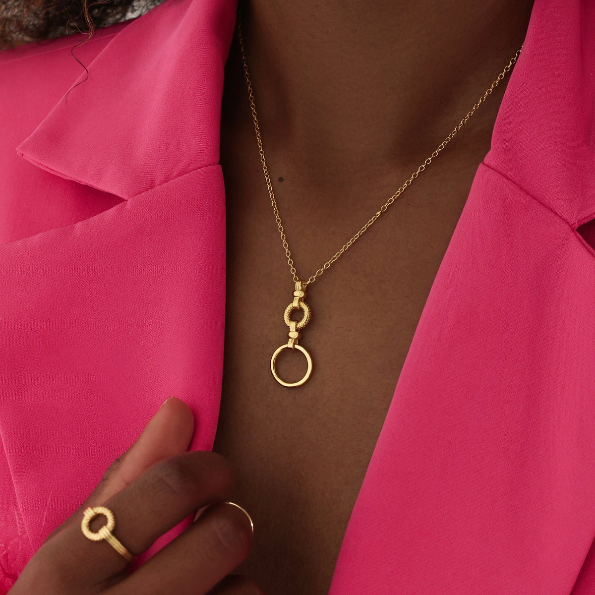 Golden Elegance Double Ring Necklace 4