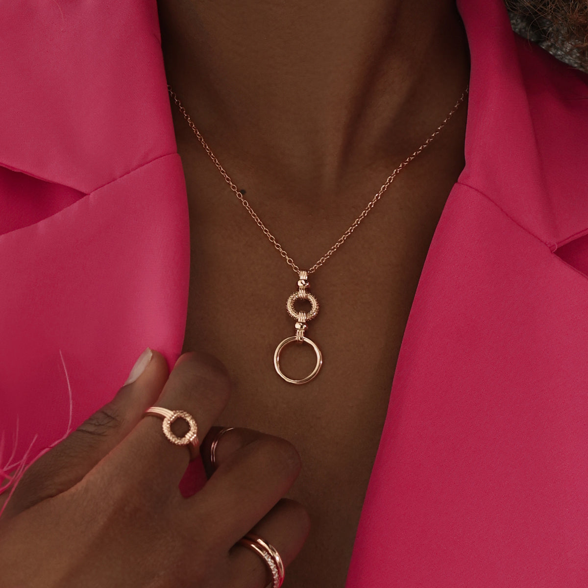 Golden Elegance Double Ring Necklace 6