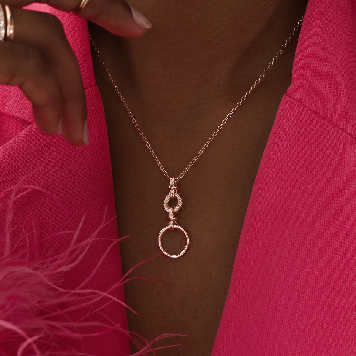 Golden Elegance Double Ring Necklace 7