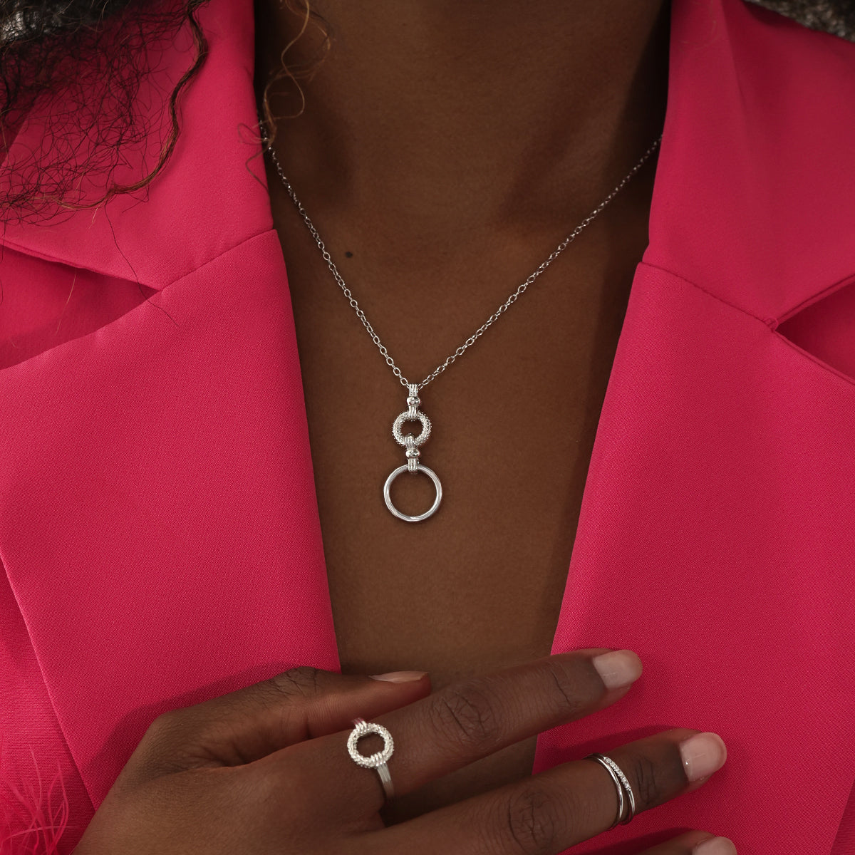 Golden Elegance Double Ring Necklace 11