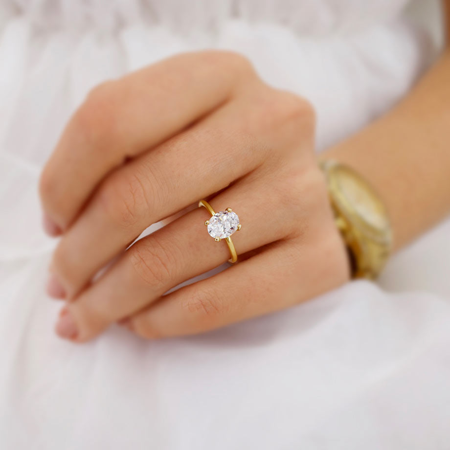 2.0 CT Oval Lab-Grown Diamond Solitaire Engagement Ring in Radiant Gold 6