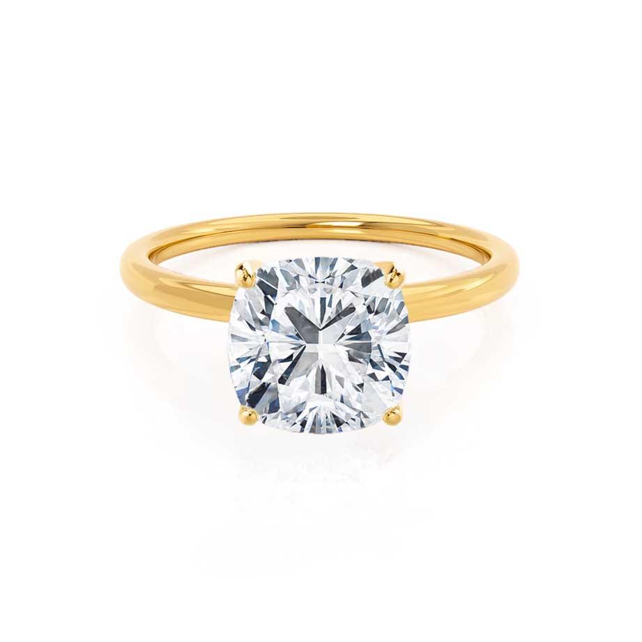 2.0 CT Cushion-Cut Lab-Grown Diamond Solitaire Gold Engagement Ring