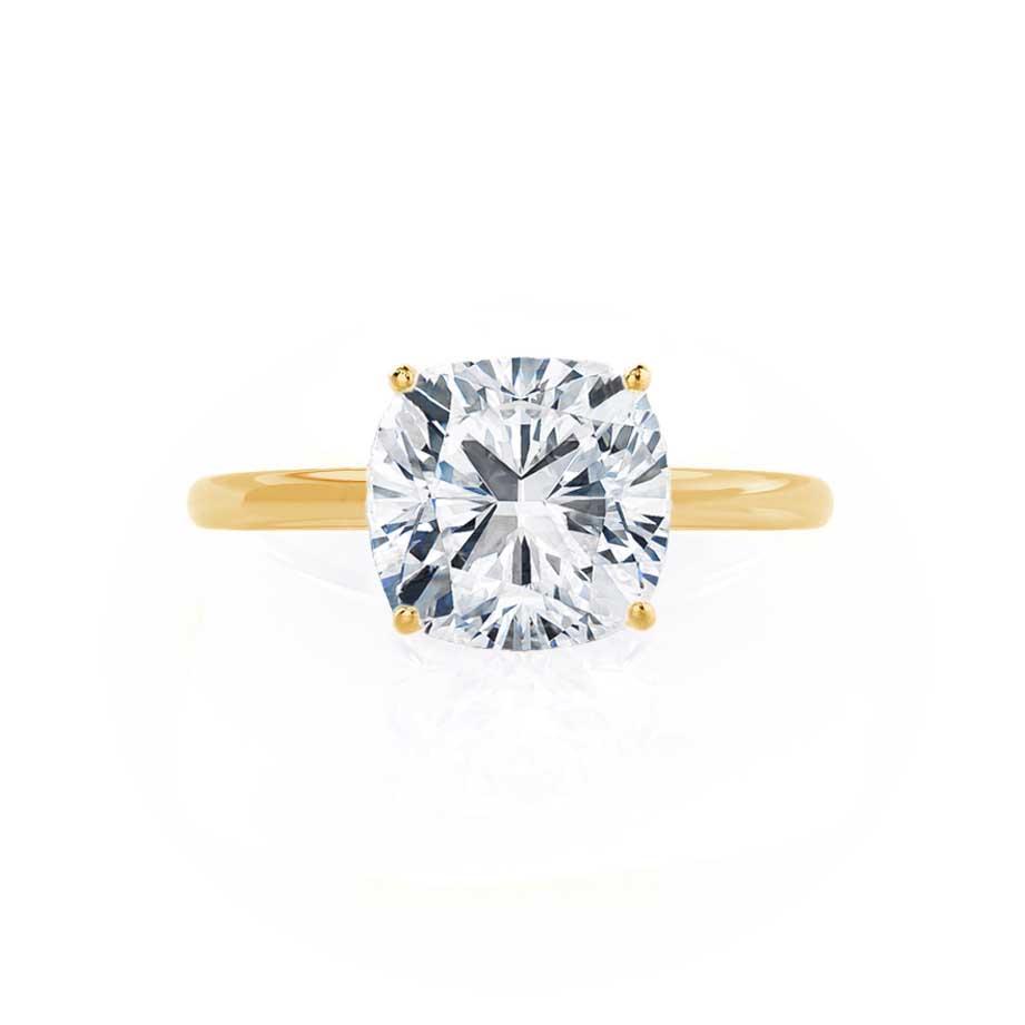 2.0 CT Cushion-Cut Lab-Grown Diamond Solitaire Gold Engagement Ring