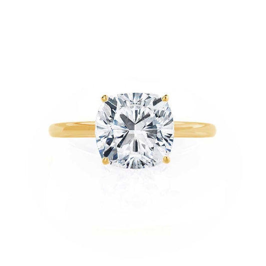 2.0 CT Cushion-Cut Lab-Grown Diamond Solitaire Gold Engagement Ring