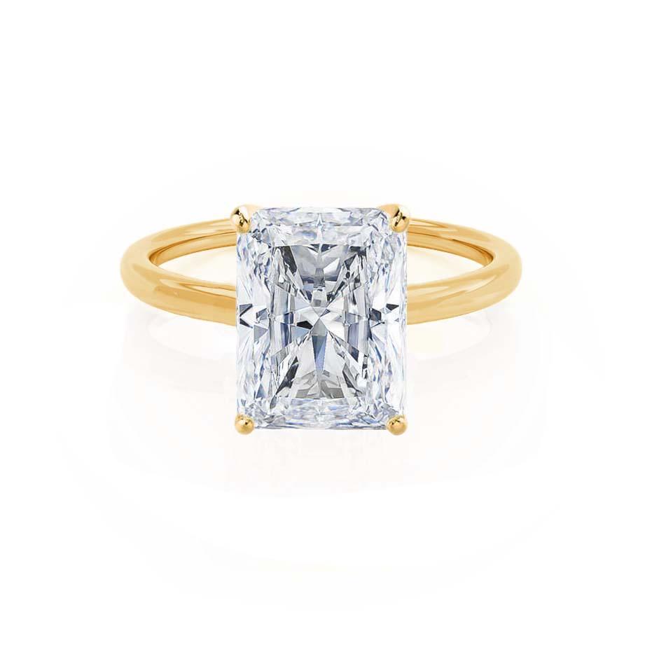 Golden Radiance: 1.20 CT Radiant Lab Grown Diamond Solitaire Engagement Ring