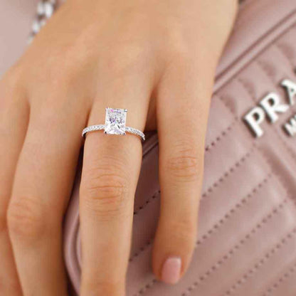 1.50 CT Radiant Lab-Grown Diamond Pave Engagement Ring 5