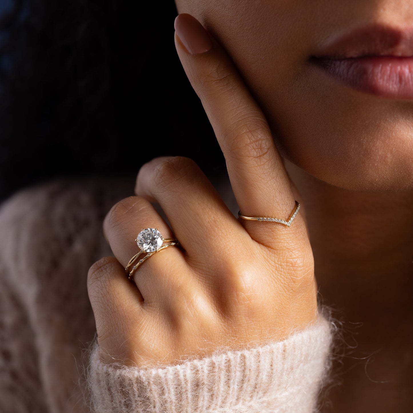 Criss Cross Dainty Pave-Round Lab Grown Diamond Engagement Ring