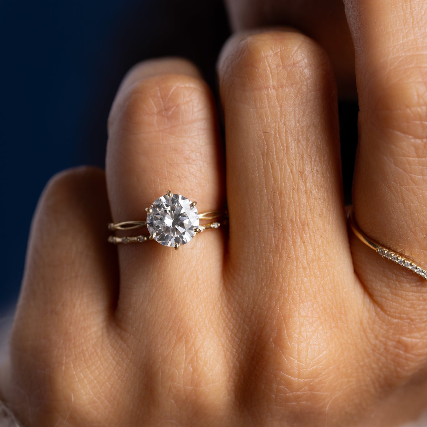 Criss Cross Dainty Pave-Round Lab Grown Diamond Engagement Ring