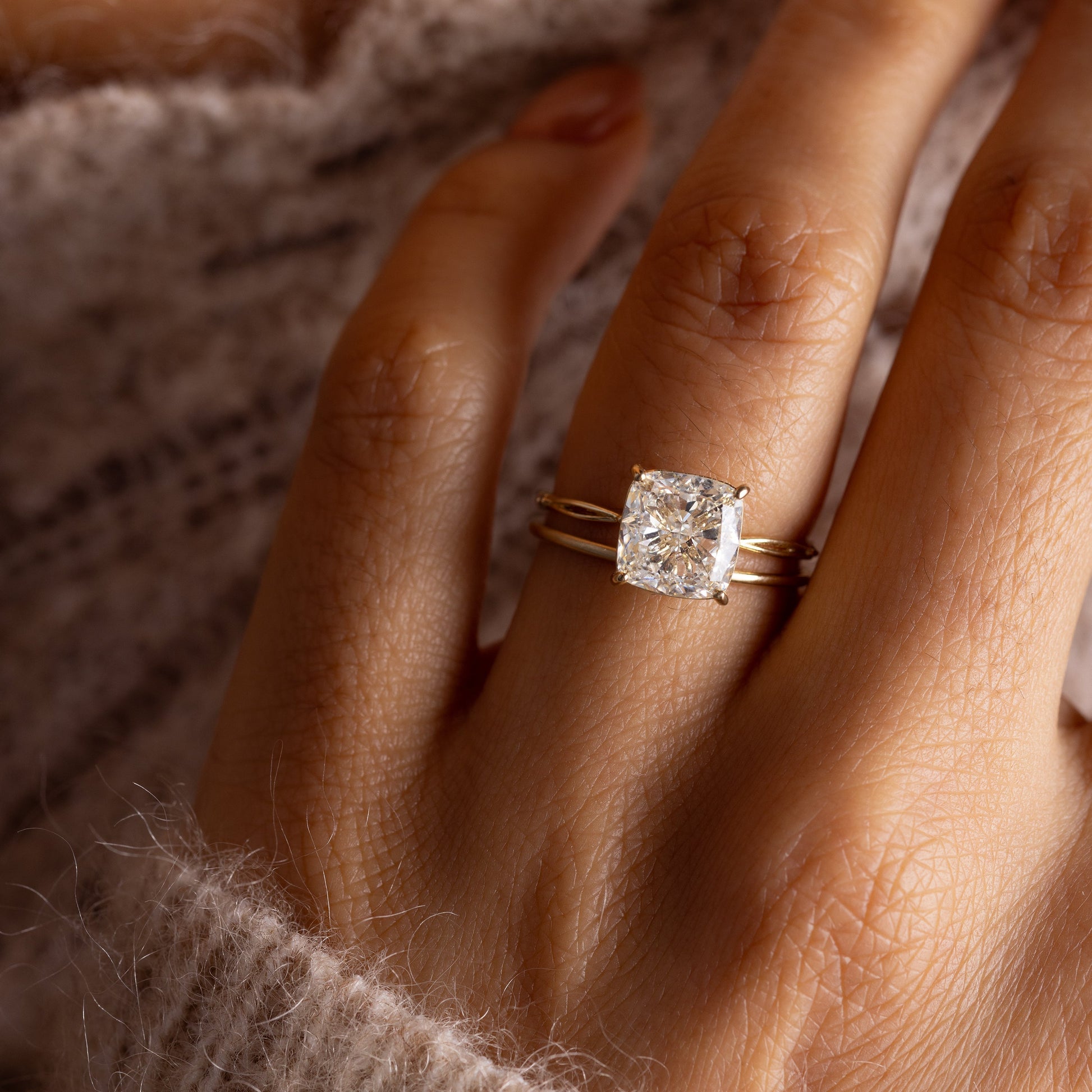 Criss Cross & Dainty Pave-Cushion Lab Grown Diamond Engagement Ring