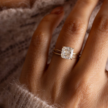 Criss Cross & Dainty Pave-Cushion Lab Grown Diamond Engagement Ring