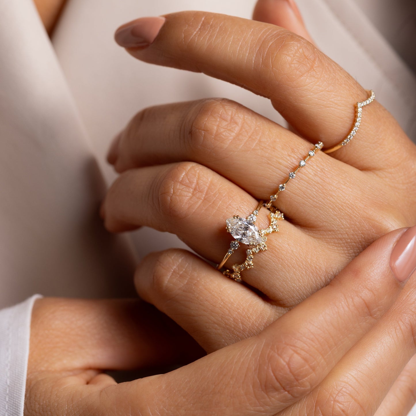 Cluster & Double Prong-Marquise Lab Grown Diamond Engagement Ring