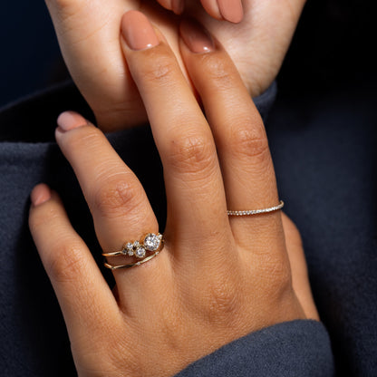 Bezel & Cluster Style-Round Lab Grown Diamond Engagement Ring