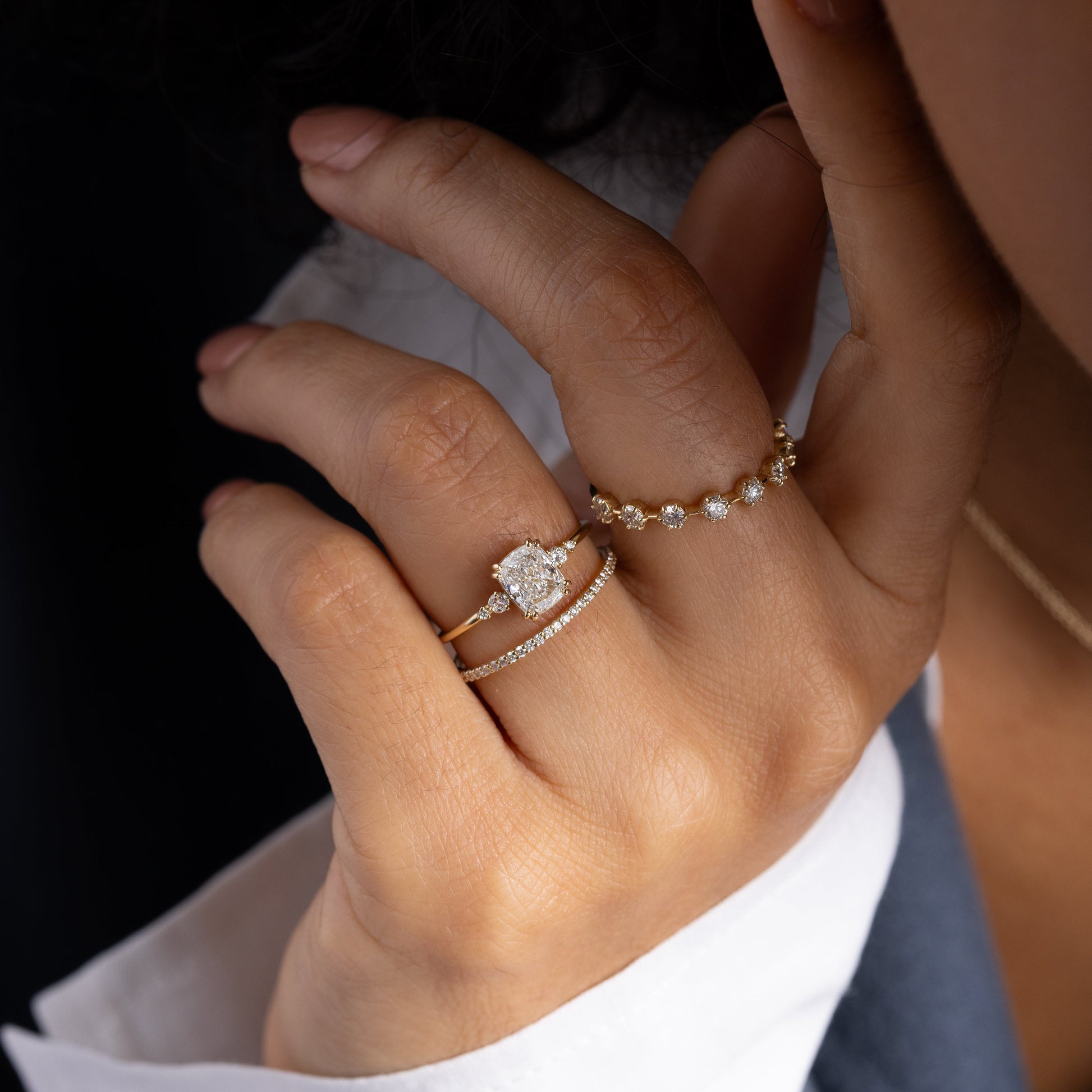 Cluster-Cushion Lab Grown Diamond Engagement Ring
