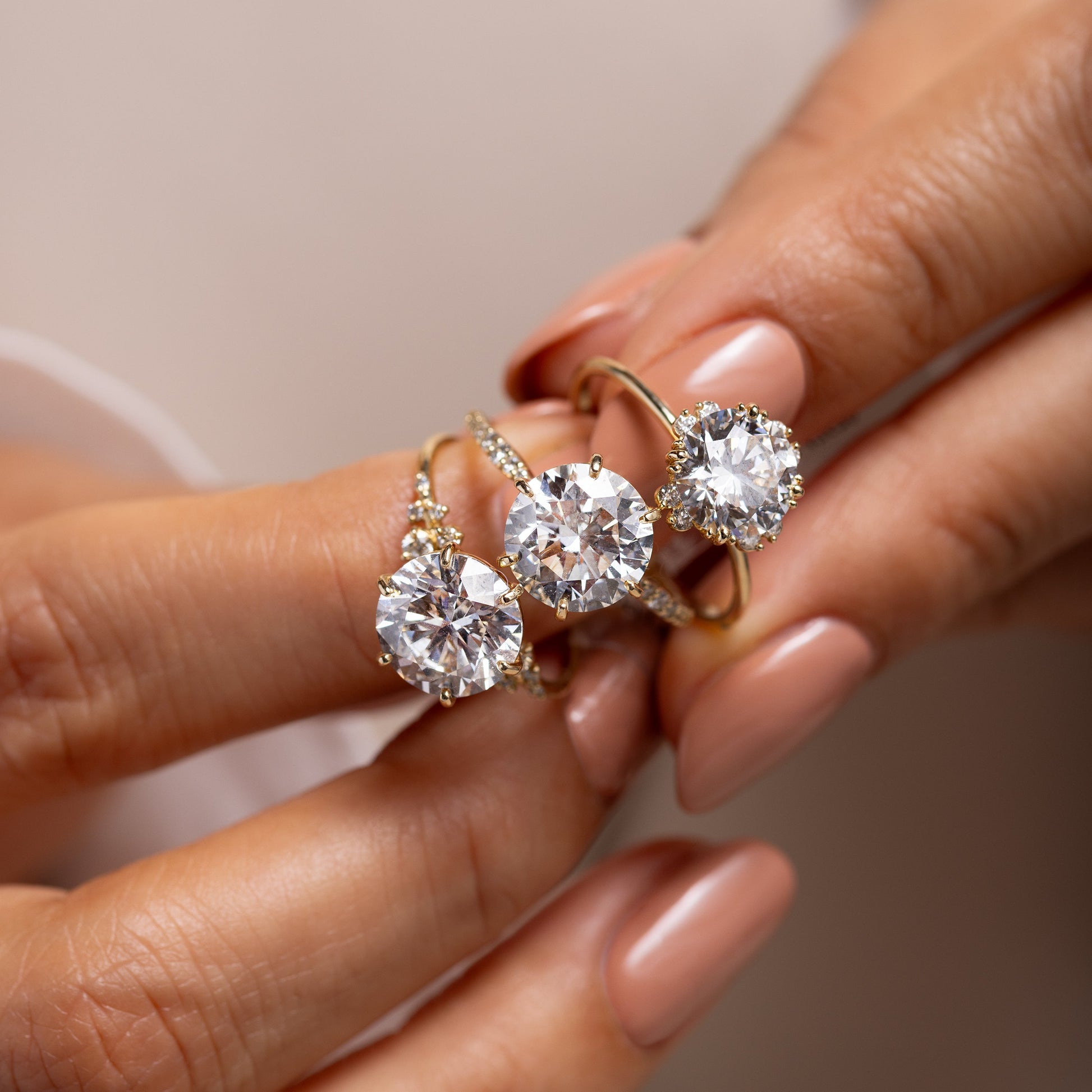 Halo & Triple Prong-Round Lab Grown Diamond Engagement Ring