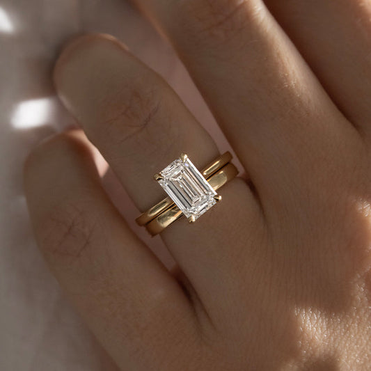 Hidden Halo-Emerald Lab Grown Diamond Engagement Ring