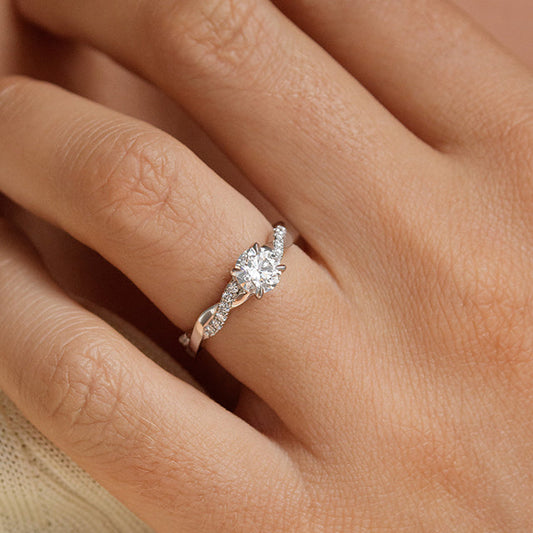 Criss Cross & Pave-Round Lab Grown Diamond Engagement Ring