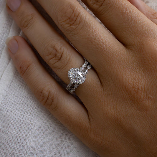 Halo & Pave-Oval Lab Grown Diamond Engagement Ring