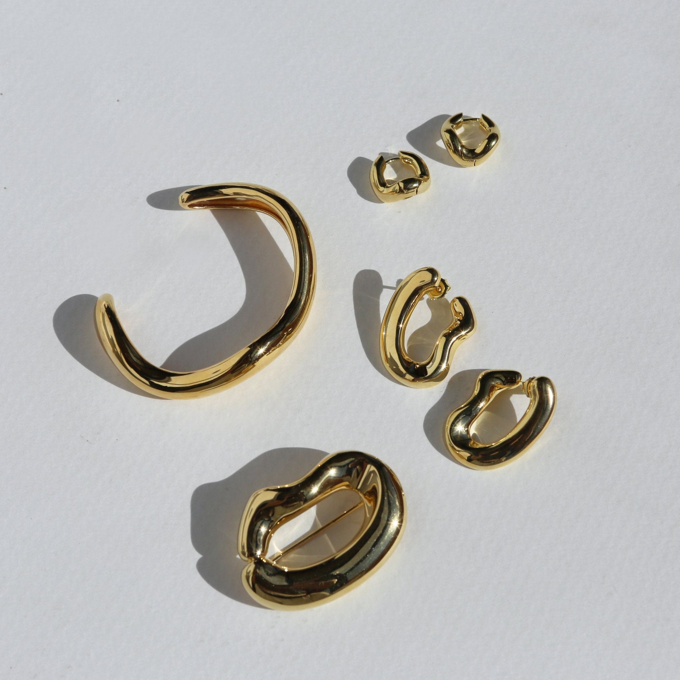 Golden Ripple Wave Hoop Earrings