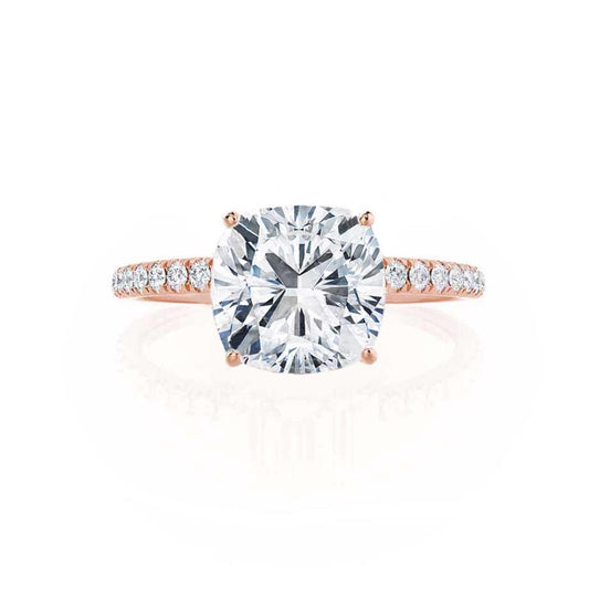 0.80 CT Cushion Lab Grown Diamond Pave Setting Engagement Ring In