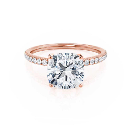 0.80 CT Cushion Lab Grown Diamond Pave Setting Engagement Ring In