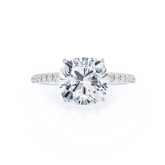 0.80 CT Cushion Lab-Grown Diamond Pave Setting Engagement Ring