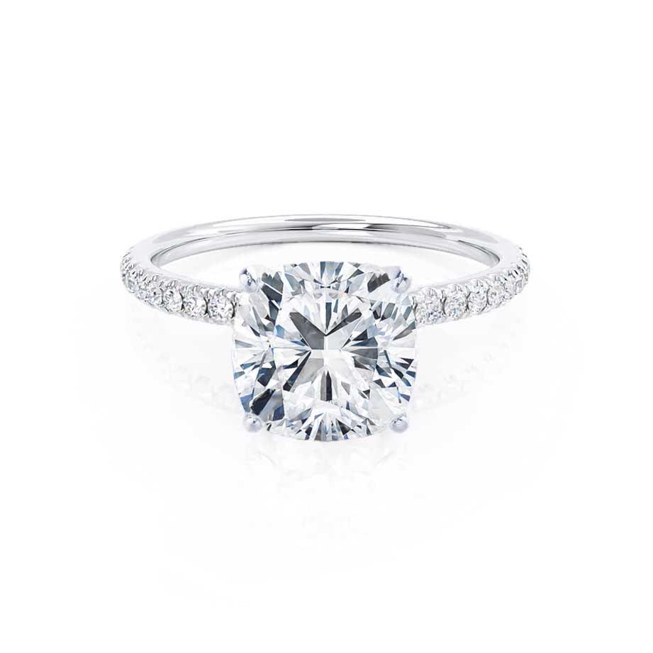 0.80 CT Cushion Lab-Grown Diamond Pave Setting Engagement Ring