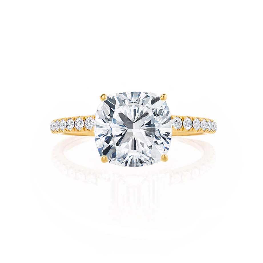 0.80 CT Cushion Lab Grown Diamond Pave Setting Engagement Ring 1
