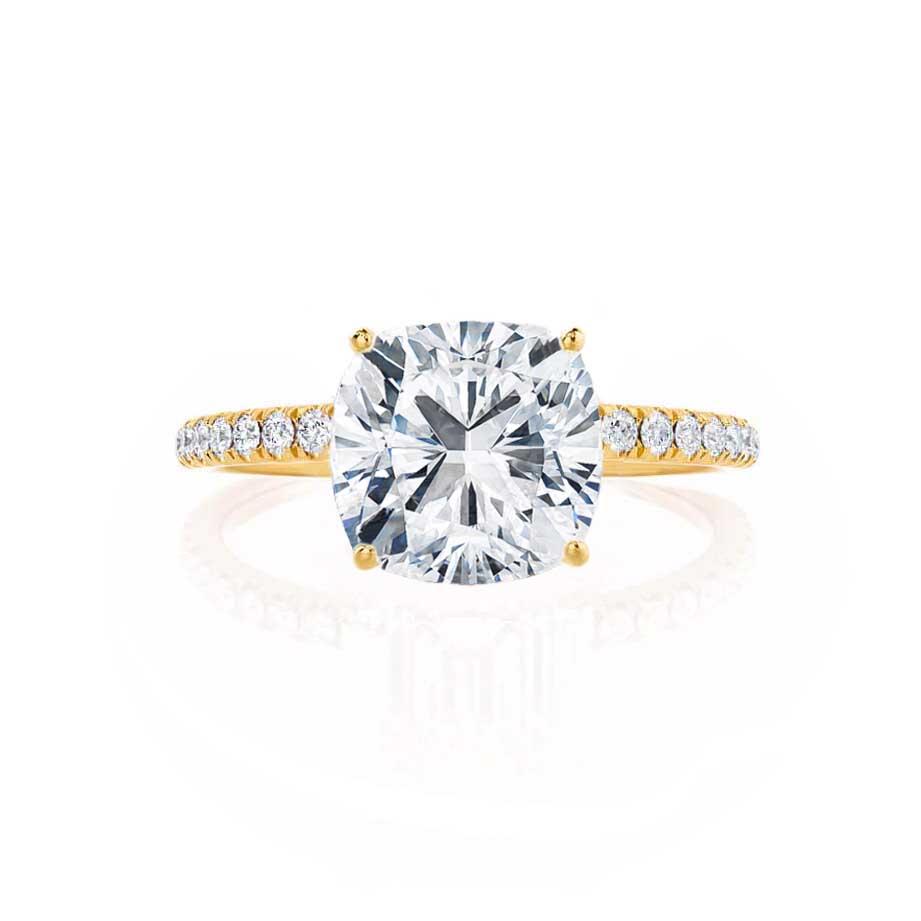 0.80 CT Cushion Lab Grown Diamond Pave Setting Engagement Ring