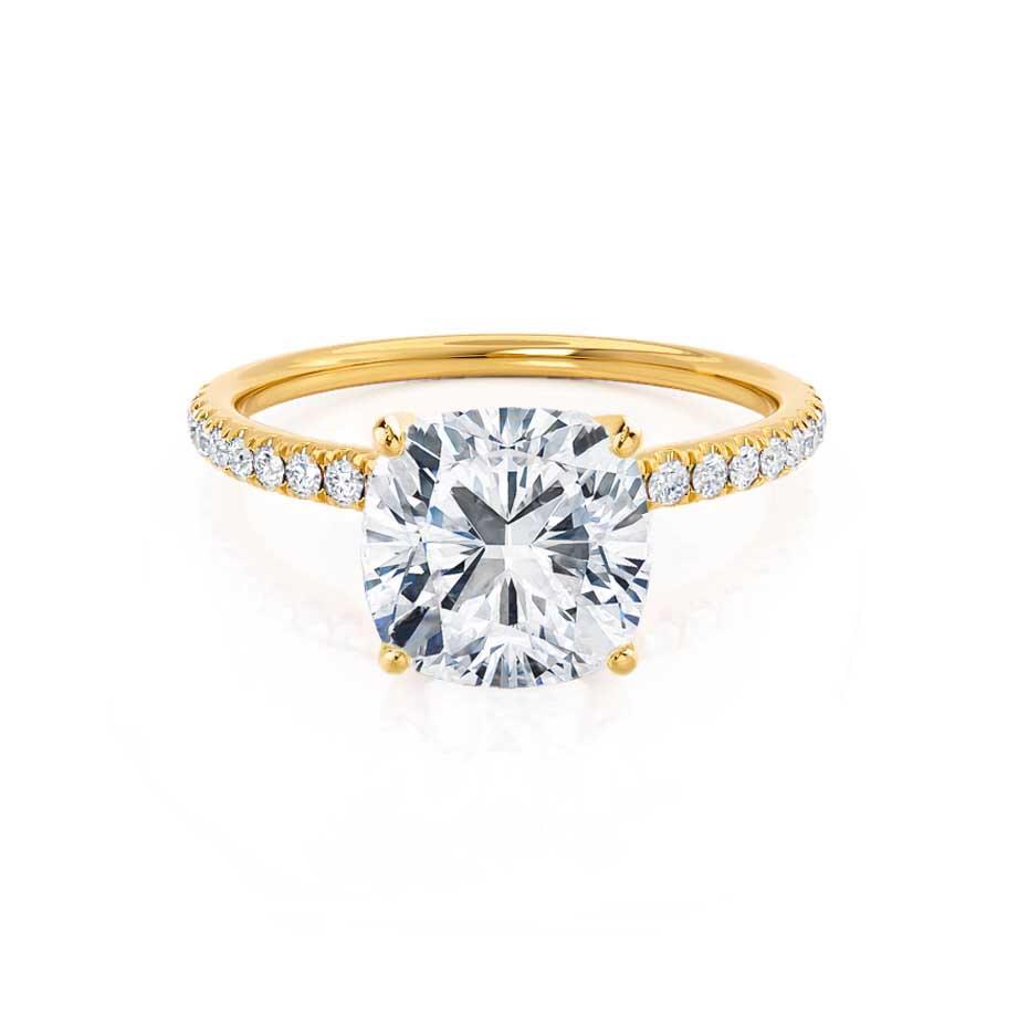 0.80 CT Cushion Lab Grown Diamond Pave Setting Engagement Ring