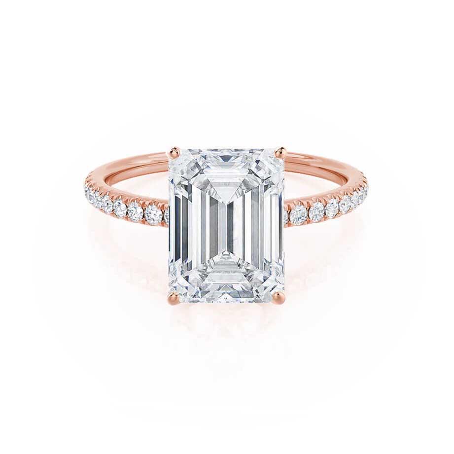 1.20 CT Emerald-Cut Lab Grown Diamond Engagement Ring with Pave Setting 1