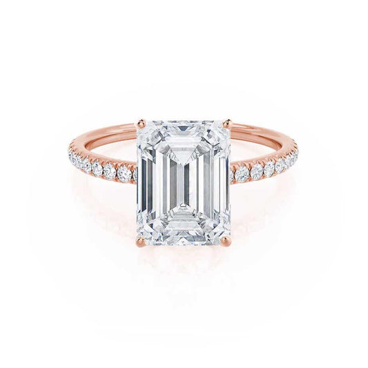 1.20 CT Emerald-Cut Lab Grown Diamond Engagement Ring with Pave Setting