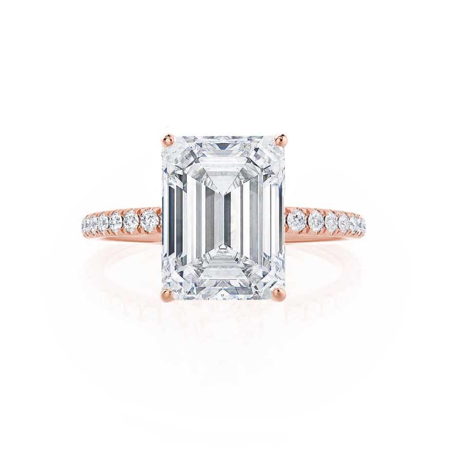 1.20 CT Emerald-Cut Lab Grown Diamond Engagement Ring with Pave Setting