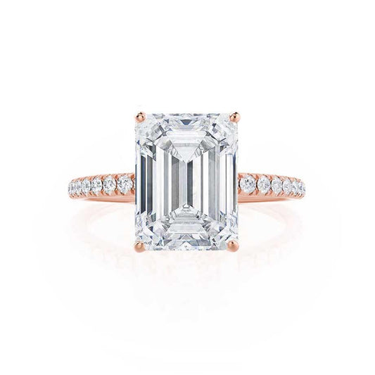 1.20 CT Emerald-Cut Lab Grown Diamond Engagement Ring with Pave Setting