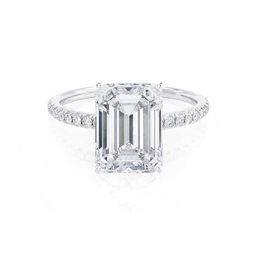 1.50 CT Emerald Cut Lab Grown Diamond Pave Engagement Ring