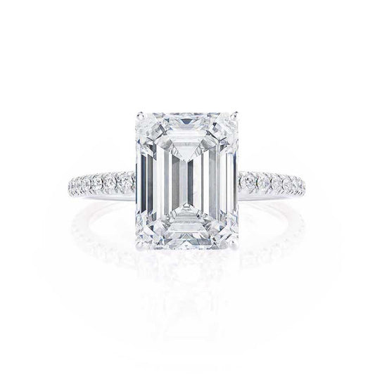 1.50 CT Emerald Cut Lab Grown Diamond Pave Engagement Ring