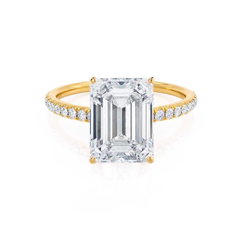 1.20 CT Emerald Cut Lab-Grown Diamond Pave Engagement Ring 1