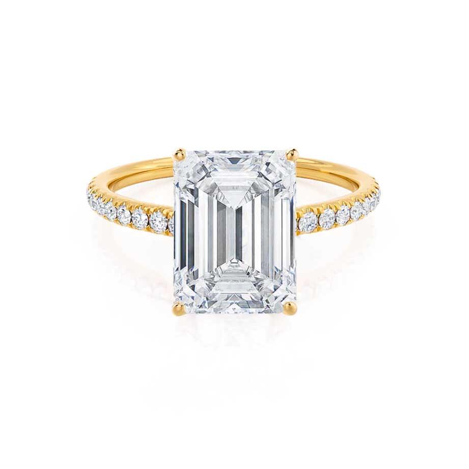 1.20 CT Emerald Cut Lab-Grown Diamond Pave Engagement Ring