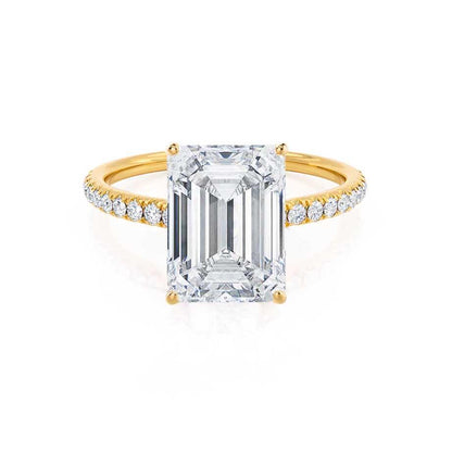 1.20 CT Emerald Cut Lab-Grown Diamond Pave Engagement Ring 1