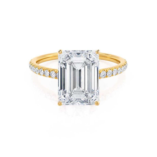 1.20 CT Emerald Cut Lab-Grown Diamond Pave Engagement Ring