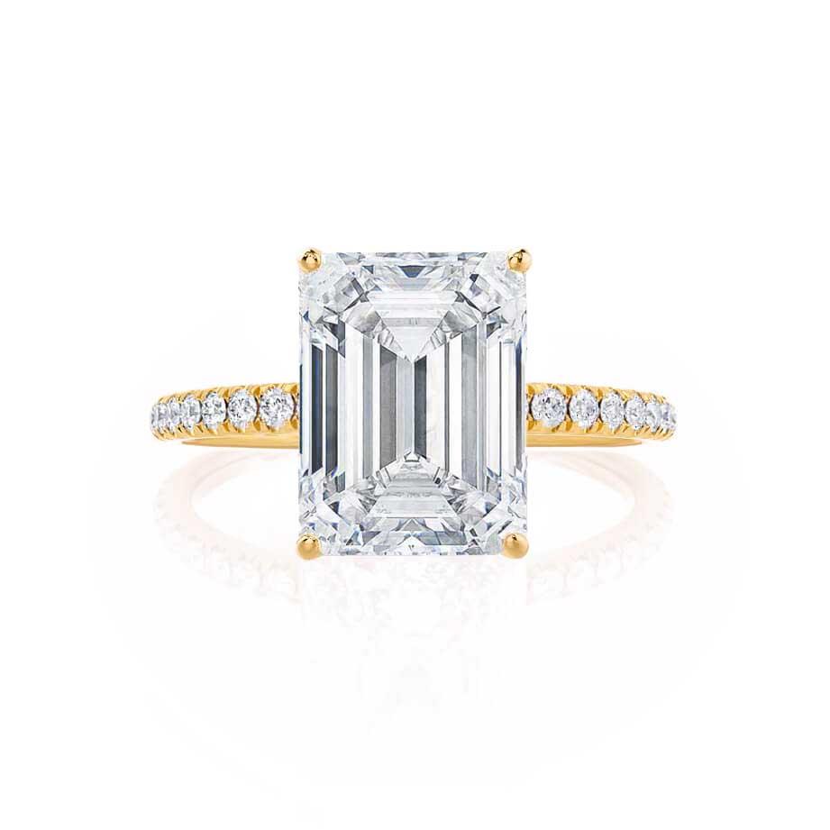 1.20 CT Emerald Cut Lab-Grown Diamond Pave Engagement Ring 2