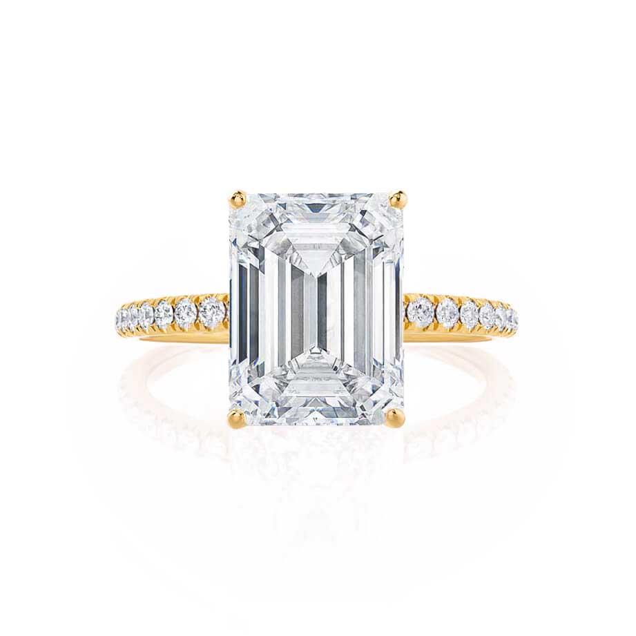 1.20 CT Emerald Cut Lab-Grown Diamond Pave Engagement Ring