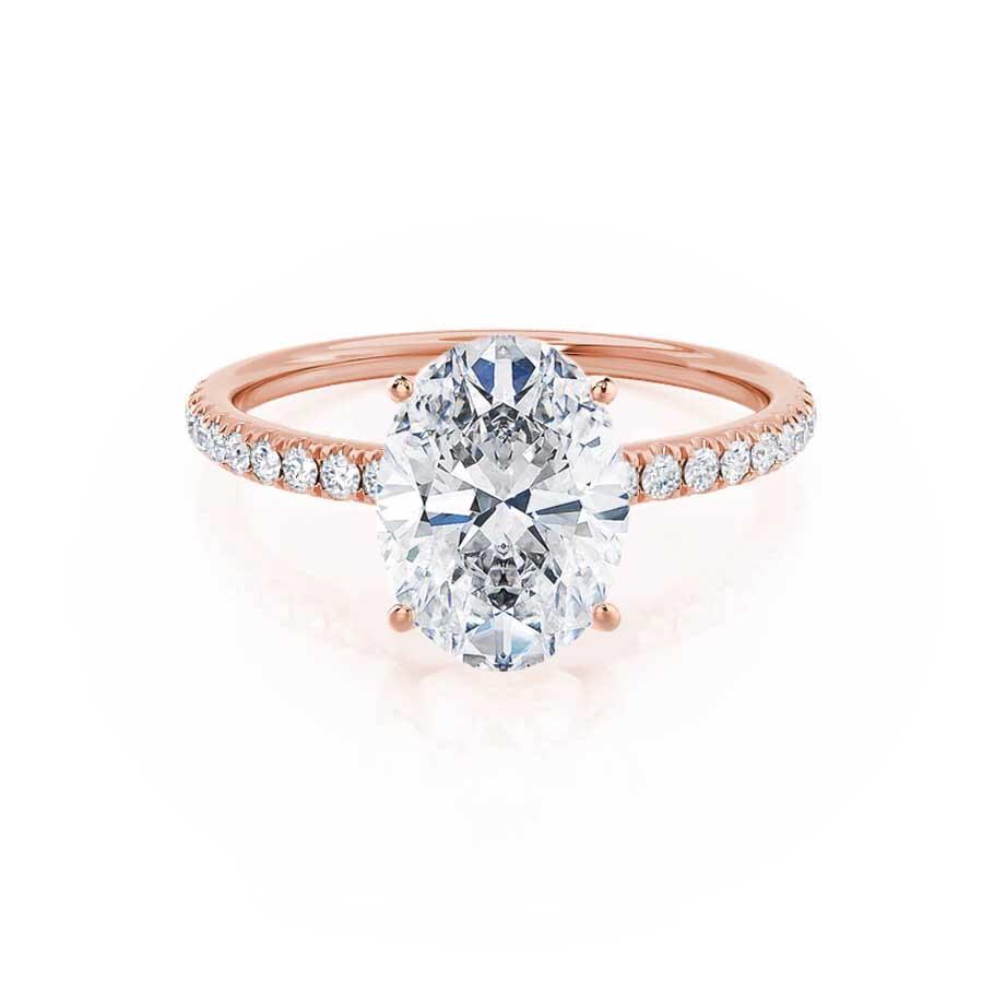 0.90 CT Oval Lab-Grown Diamond Pave Engagement Ring