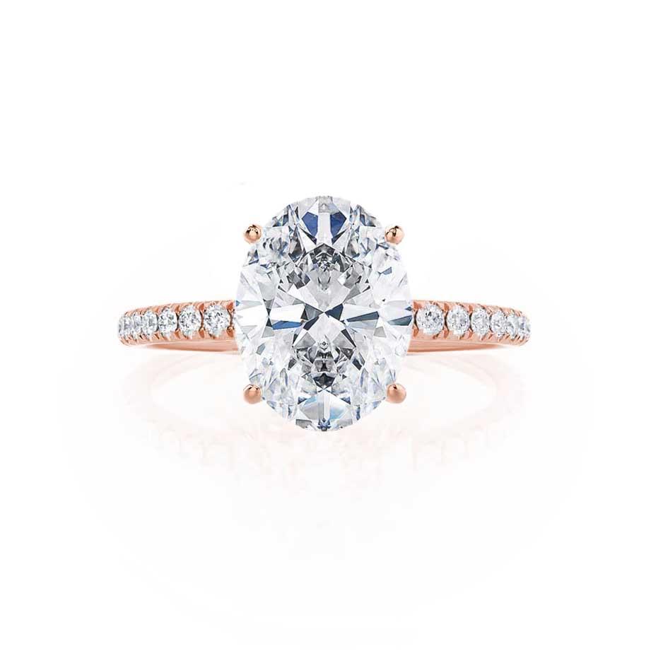 0.90 CT Oval Lab-Grown Diamond Pave Engagement Ring