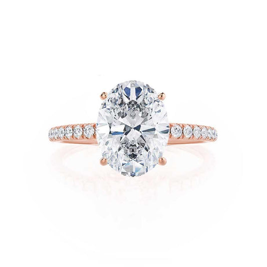 0.90 CT Oval Lab-Grown Diamond Pave Engagement Ring